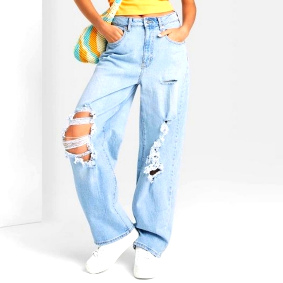 😎WILD FABLE Super High Rise Distressed Baggy Jeans, pants distressed New WoW!! - Picture 5 of 16